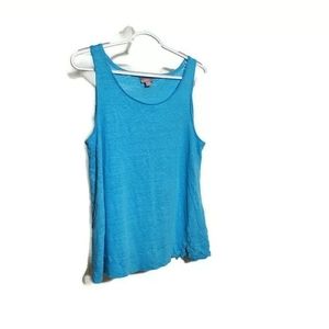 J.Jill Sz M 100% Linen Blue Sleeveless Tank Top